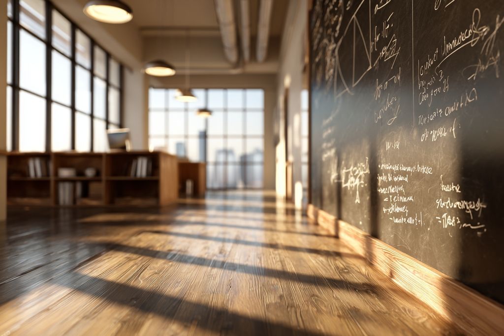 Bureau calme avec tableau détaillant des stratégies d'enchères et des notes pour acheteurs.