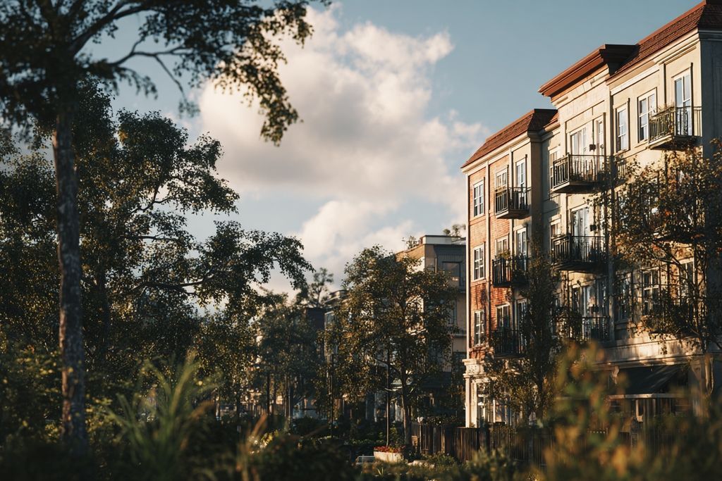 Vue d'un immeuble en harmonie avec son environnement arboré