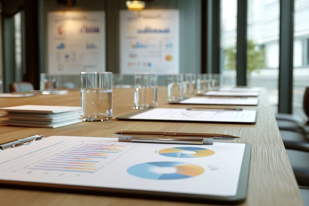 Rencontre dans une salle organisée montrant des graphiques sur les obligations financières des propriétaires