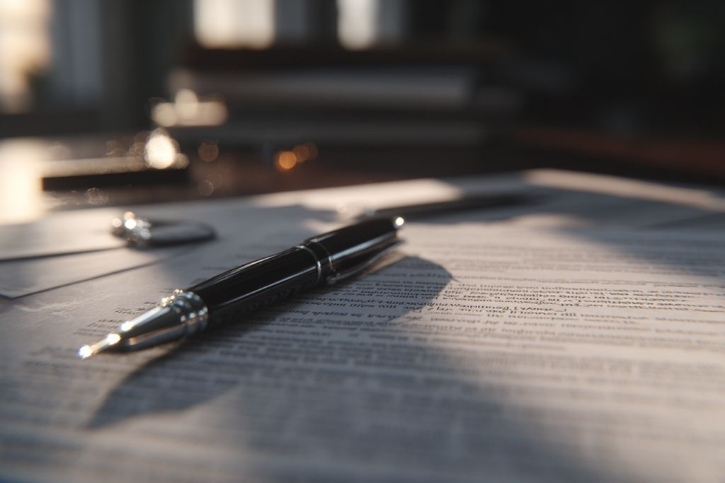 Stylo préparé pour signer un bail avec des notes de frais invisibles