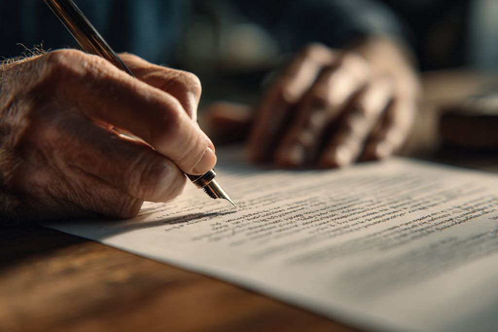 Mains focalisées sur un document de transfert d'entreprise pour vérifier l'exactitude