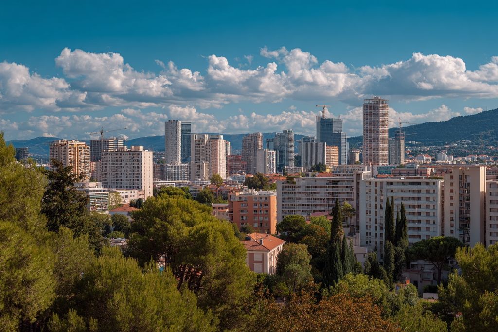 Panorama tranquille d'une ville mettant en avant la stabilité et la sécurité des investissements en immobilier.