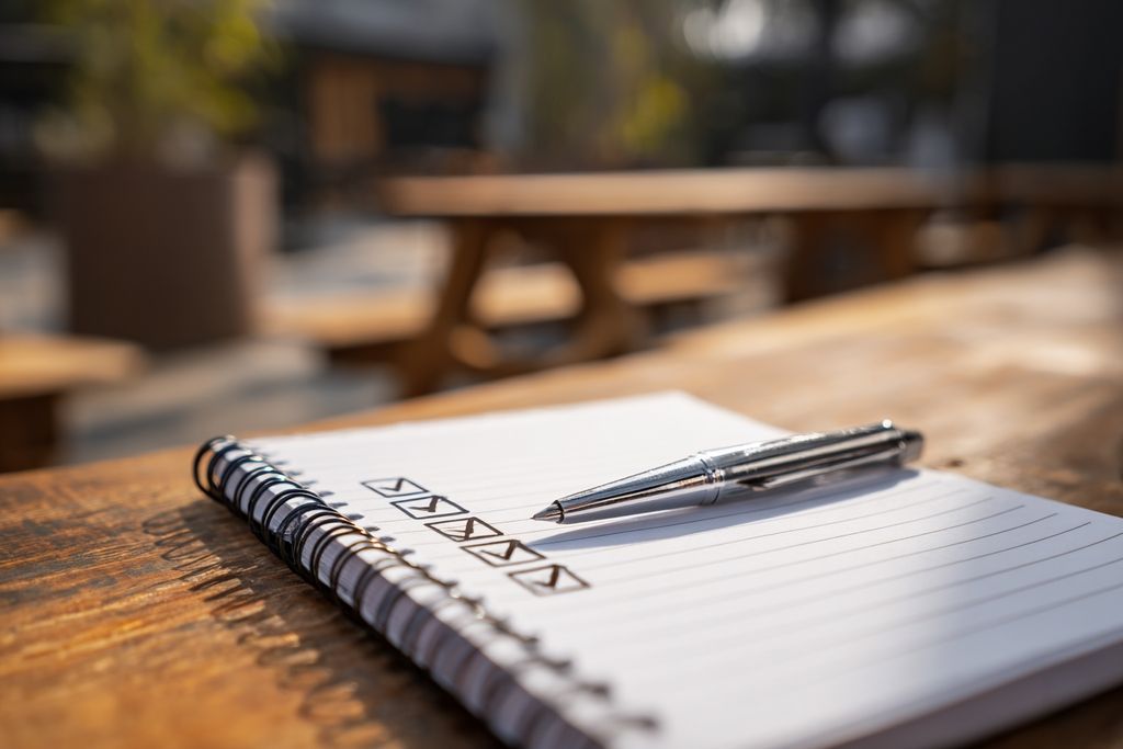 Notepad avec check-list des étapes clés pour la résiliation anticipée d'un bail commercial